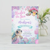 Einladung von Sea Turtle zum Geburtstag (Stehend Vorderseite)