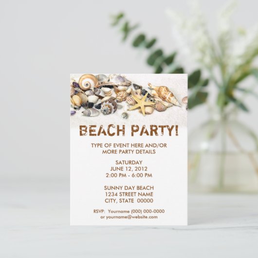 Einladung von Seashells (Stehend Vorderseite)