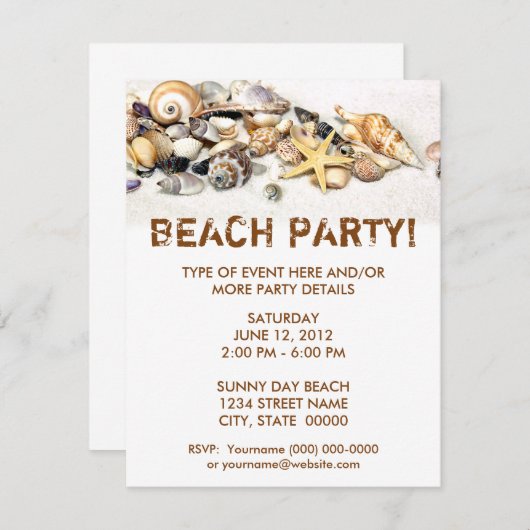 Einladung von Seashells (Vorne/Hinten)