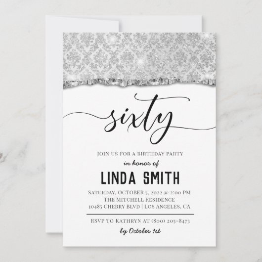 Einladung von sechzig Diamond zum Geburtstag (Vorderseite)
