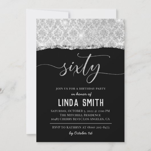 Einladung von sechzig Diamond zum Geburtstag (Vorderseite)