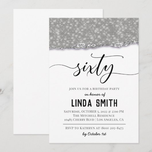 Einladung von sechzig Diamond zum Geburtstag (Vorne/Hinten)