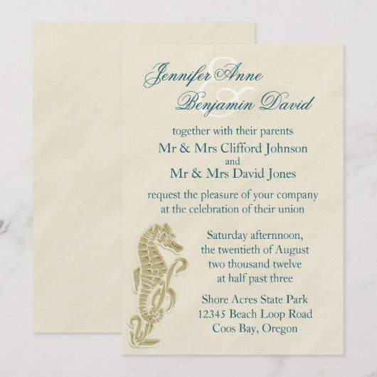 Einladung von Seepferd Hochzeit (Vorne/Hinten)