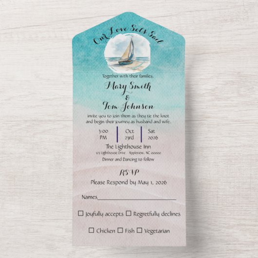 Einladung von Set Sail Hochzeit (Innen)