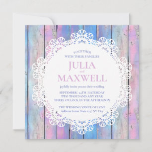 Einladung von Shabby Chic Wood and Lace Wedding