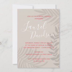 Einladung von Shadow Palm Tan und Korallendusche