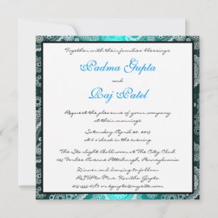 Einladung von Shimmer Aqua und White Paisley