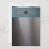Einladung von Silber und Aqua Blue Metallic Hochze (Rückseite)