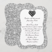 Einladung von Silberner Glitzer Black Heart (Vorne/Hinten)