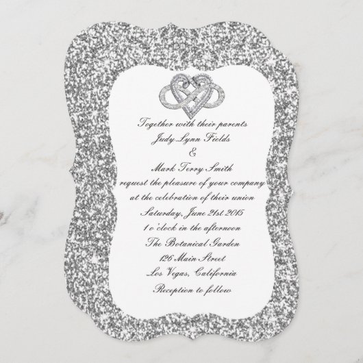 Einladung von Silberner Glitzer Unendlichkeit Herz (Vorne/Hinten)