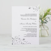 Einladung von Silver Floral Decal (Stehend Vorderseite)