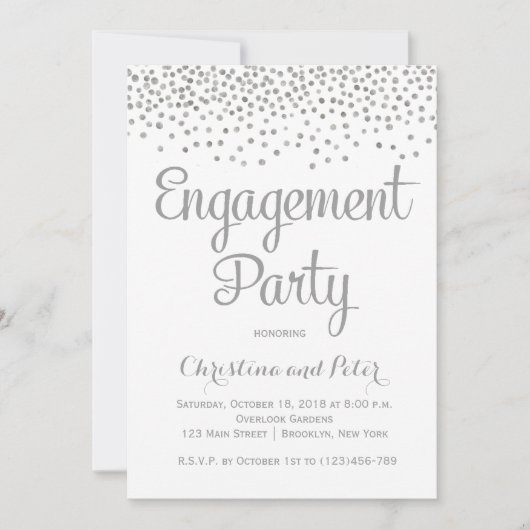 Einladung von Silver Foil Imitats Dots Engagement  (Vorderseite)
