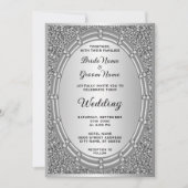 Einladung von Silver Glitzer Frame Hochzeit (Vorderseite)