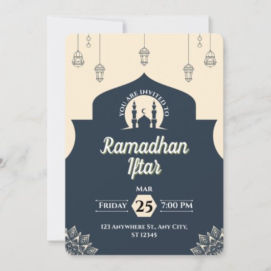 Einladung von Simple Blue Ramadan Iftar (Portrait) (Vorderseite)