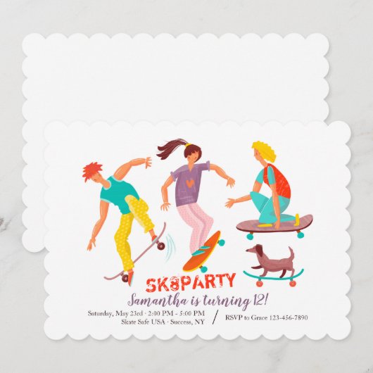 Einladung von Skateboardern (Vorne/Hinten)