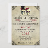 Einladung von Skeleton Skulls Hochzeit (Vorderseite)