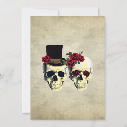 Einladung von Skeleton Skulls Hochzeit (Rückseite)