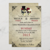 Einladung von Skeleton Skulls Hochzeit (Vorne/Hinten)