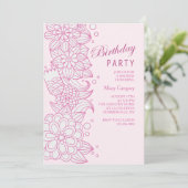 Einladung von Sketchy Floral (Stehend Vorderseite)