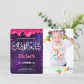 Einladung von Slime Birthday Foto (Stehend Vorderseite)
