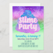 Einladung von Slime Party zum Geburtstag (Vorne/Hinten)