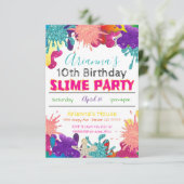 Einladung von Slime Party zum Geburtstag (Stehend Vorderseite)