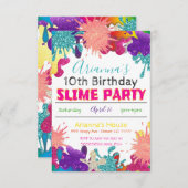 Einladung von Slime Party zum Geburtstag (Vorne/Hinten)