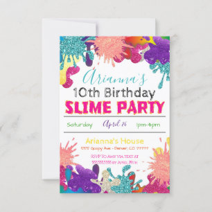 Einladung von Slime Party zum Geburtstag