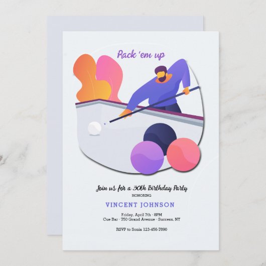 Einladung von Snooker (Vorne/Hinten)