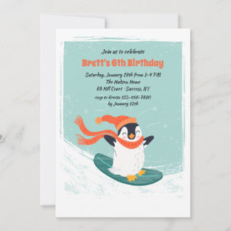 Einladung von Snowboard Pinguin