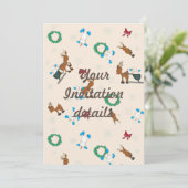 Einladung von Snowmen Rentier und Schneeflocken (Stehend Vorderseite)