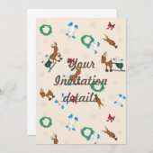 Einladung von Snowmen Rentier und Schneeflocken (Vorne/Hinten)