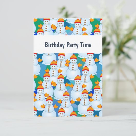 Einladung von Snowmen zum Geburtstag (Stehend Vorderseite)