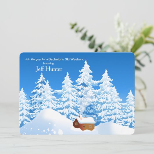 Einladung von Snowy Cabin (Stehend Vorderseite)