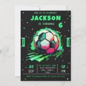 Einladung von Soccer Neon zum Geburtstag (Vorderseite)