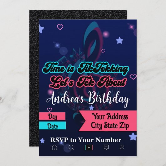 Einladung von Social Media zum Geburtstag, App für (Vorne/Hinten)