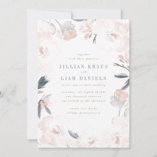 Einladung von Soft Pink Peony Wedding (Vorderseite)