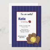 Einladung von Softball Birthday (Vorne/Hinten)