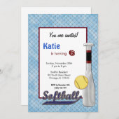 Einladung von Softball Birthday (Vorne/Hinten)