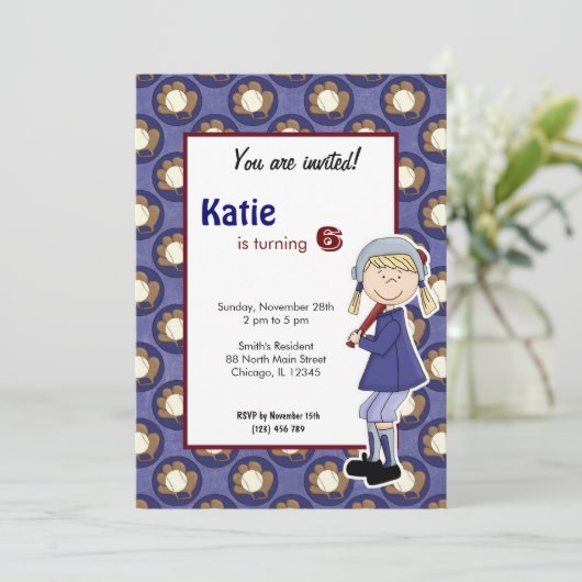 Einladung von Softball Birthday (Stehend Vorderseite)