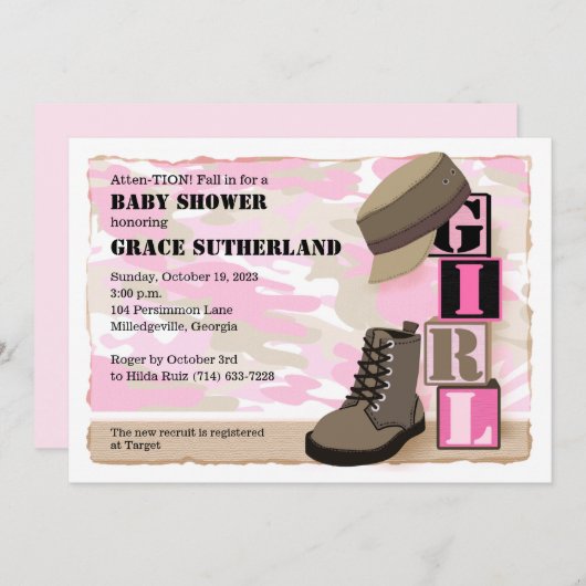 Einladung von Soltary Girl Baby Shower (Vorne/Hinten)