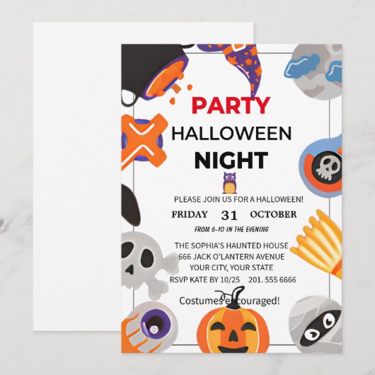 Einladung von Spellbound-Halloween-Party (Vorne/Hinten)