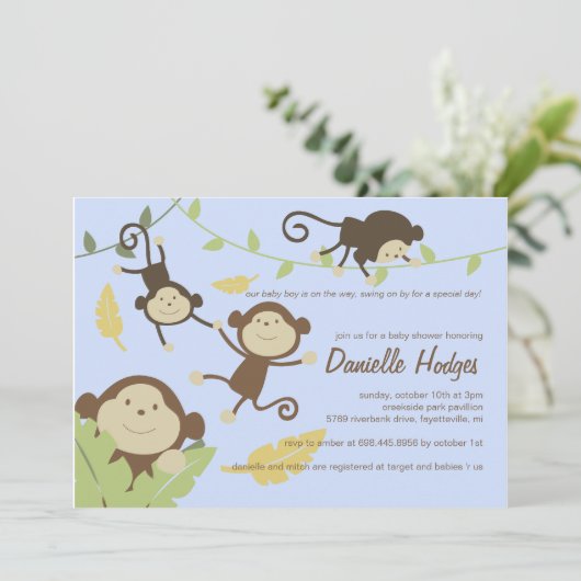 Einladung von spielerischen Affen (Stehend Vorderseite)