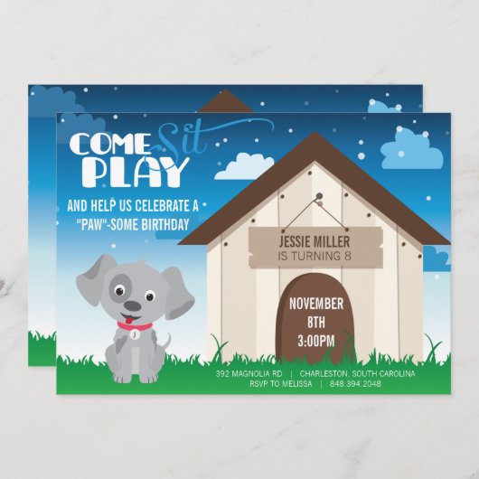 Einladung von spielerischen Hunden oder Welpen (Vorne/Hinten)