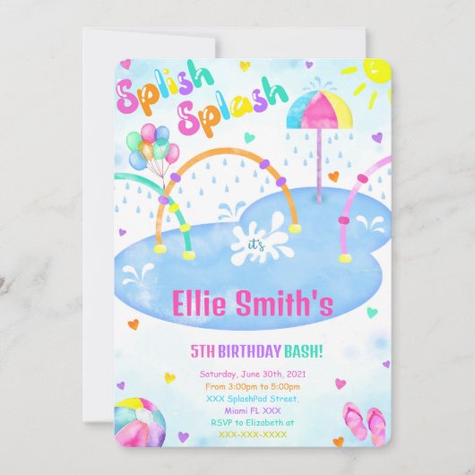 Einladung von Splash Pad zum Geburtstag (Vorderseite)