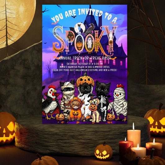 Einladung von Spooky Animals Halloween-Party