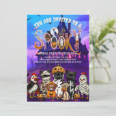 Einladung von Spooky Animals Halloween-Party (Stehend Vorderseite)