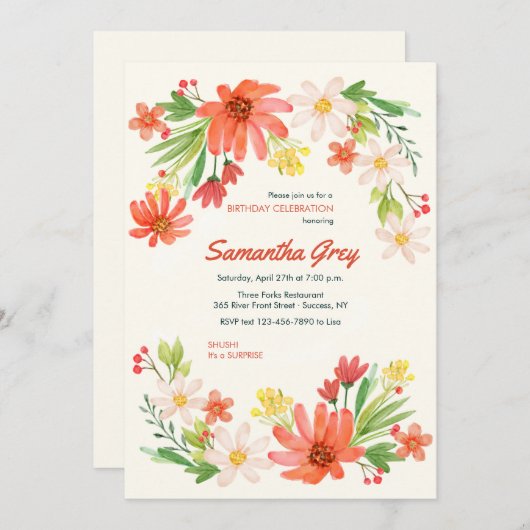 Einladung von Spring Daisies (Vorne/Hinten)