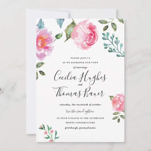 Einladung von Spring Peony Floral Wedding (Vorderseite)