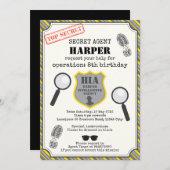 Einladung von Spy Kindergeburtstag - Schwarz-Gelb (Vorne/Hinten)